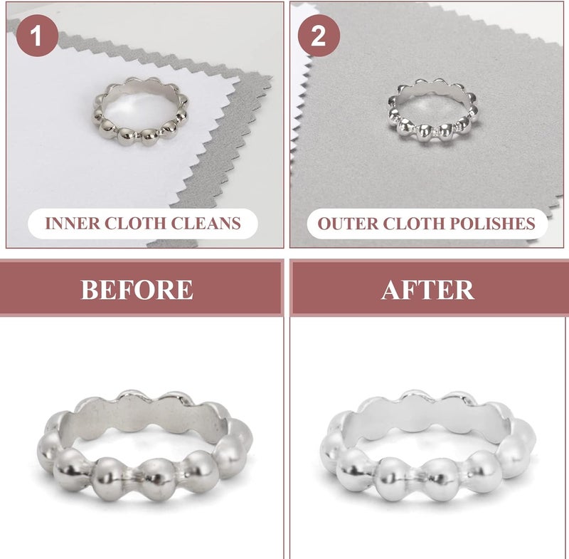 PINGMIC 6 Jewelry Cleaning Cloth, Professional Silver Polishing Cloth for Jewelry Sterling Silver Gold Platinum Copper Diamond, Multi-Layer polishing Cloths (11'' x 14'' * 2 Pcs, 4'' x 8'' *4 Pcs) - Image 4
